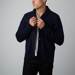 Shawl Collar Fisherman Cardigan // Navy (XL)