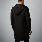 Bomber Long Coat With Hood // Black (XL)