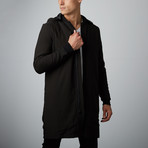 Bomber Long Coat With Hood // Black (XL)