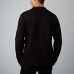 Button Down Melange Sweater // Black + Burgundy (S)