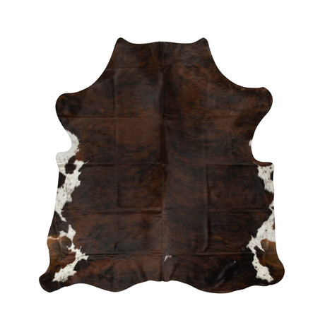 Natural Cowhide Rug // Dark Brown + White Spots