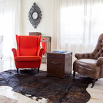 Natural Cowhide Rug // Dark Brown + White Spots