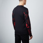DJ Long Sleeve Crew Neck // Black + Red (M)