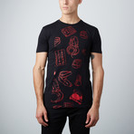 DJ Tee // Black + Red (2XL)