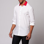 Cherry Bow Tie Button Up Shirt // White (S)