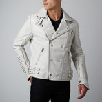 Mason + Cooper // Moto Leather Jacket // White (L)