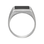 Brushed Square Onyx Ring // Solid Silver (Size 8)