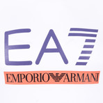 EA7 Linear Block Chest Logo Tee // White + Purple + Orange (XL)