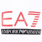 EA7 Linear Block Chest Logo Tee // White + Red + Black (XL)