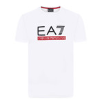 EA7 Linear Block Chest Logo Tee // White + Black + Red (L)