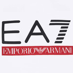 EA7 Linear Block Chest Logo Tee // White + Black + Red (M)