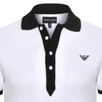 Contrast Collar Embroidered Logo Polo // White + Black (S)