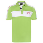 Stripe Shoulder Blocked EA7 Polo // Lime + White + Red (2XL)