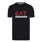 EA7 Linear Block Chest Logo Tee // Black + Red + White (M)