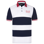 Stripe Blocked EA7 Logo Polo // Black + White + Red (L)