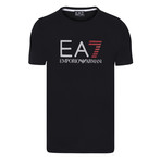 EA7 Linear Chest Logo Tee // Black + White + Red (S)