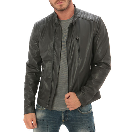 Moto Leather Jacket // Grey (S)