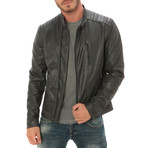 Moto Leather Jacket // Grey (M)