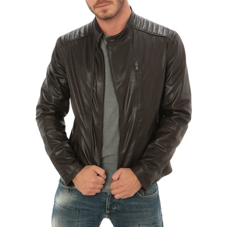 Moto Leather Jacket // Dark Brown (S)