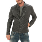 Moto Leather Jacket // Grey (M)