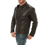 Moto Leather Jacket // Dark Brown (XL)