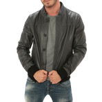 Button Bomber Jacket // Grey (S)