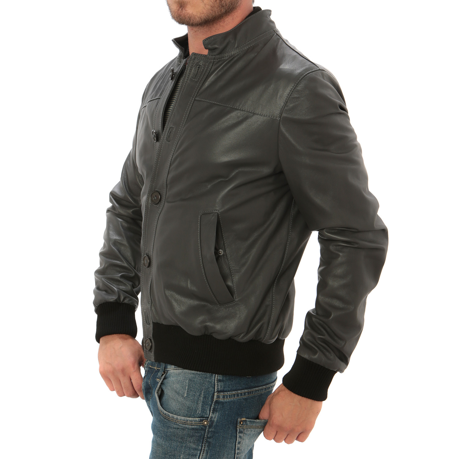 Button Bomber Jacket // Grey (S) - AFF Clothing - Touch of Modern