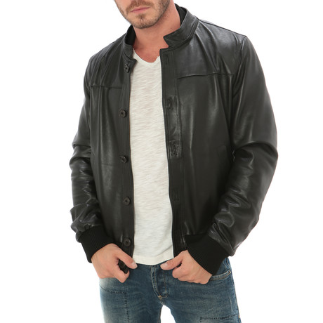 Button Bomber Jacket // Black (S)