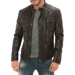 Pocket Moto Jacket // Dark Brown (L)