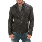 Pocket Moto Jacket // Dark Brown (L)