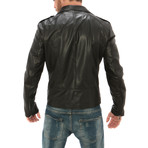 Zip Leather Jacket // Black (XL)