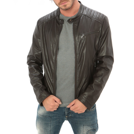 Zip Moto Jacket // Dark Brown (S)