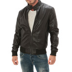 Zip Bomber Jacket // Dark Brown (L)