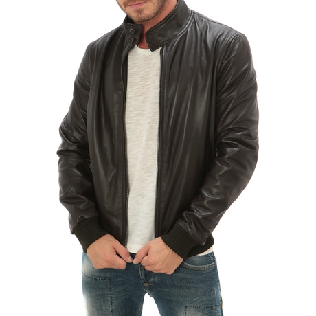 Zip Bomber Jacket // Dark Brown (S)