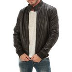 Zip Bomber Jacket // Dark Brown (L)