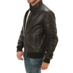 Zip Bomber Jacket // Dark Brown (L)