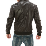 Zip Bomber Jacket // Dark Brown (L)