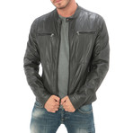 Paneled Moto Jacket // Grey (L)