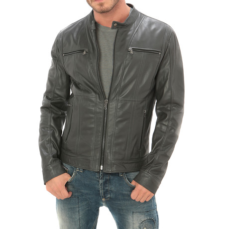 Paneled Moto Jacket // Grey (S)