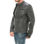 Paneled Moto Jacket // Grey (L)