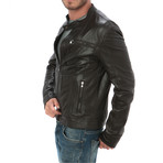 Paneled Moto Jacket // Dark Brown (XL)