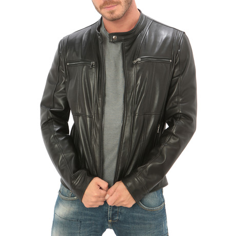 Paneled Moto Jacket // Black (S)