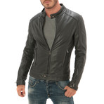 Button Clasp Moto Jacket // Grey (S)