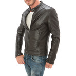 Button Clasp Moto Jacket // Dark Brown (S)