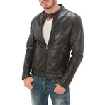 Button Clasp Moto Jacket // Dark Brown (S)