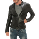 Button Clasp Moto Jacket // Black (XL)