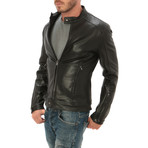 Button Clasp Moto Jacket // Black (XL)