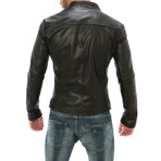 Button Clasp Moto Jacket // Black (XL)