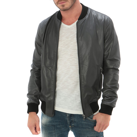 Contrast Bomber Jacket // Grey (S)