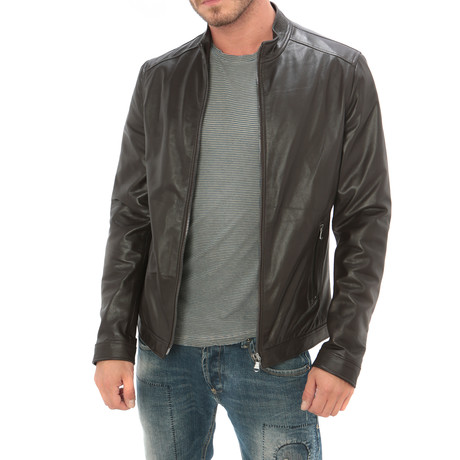 Classic Zip Moto Jacket // Dark Brown (S)